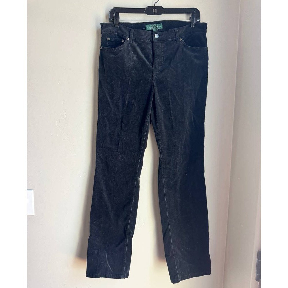 Lauren Ralph Lauren Jeans Co Black Corduroy Pants 10 Academia Old Money Preppy